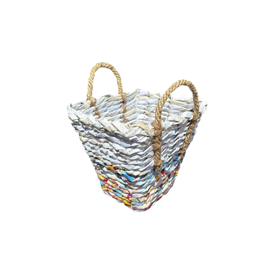 Multicolor Woven Basket - Recycled Paper