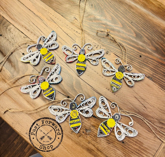 Bee Ornament - Recycled Paper Ornament