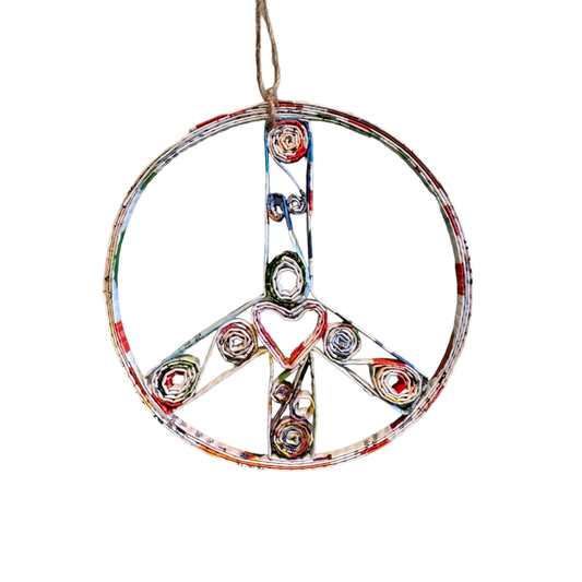 Peace Sign Ornament - Recycled Paper Christmas Tree Ornament