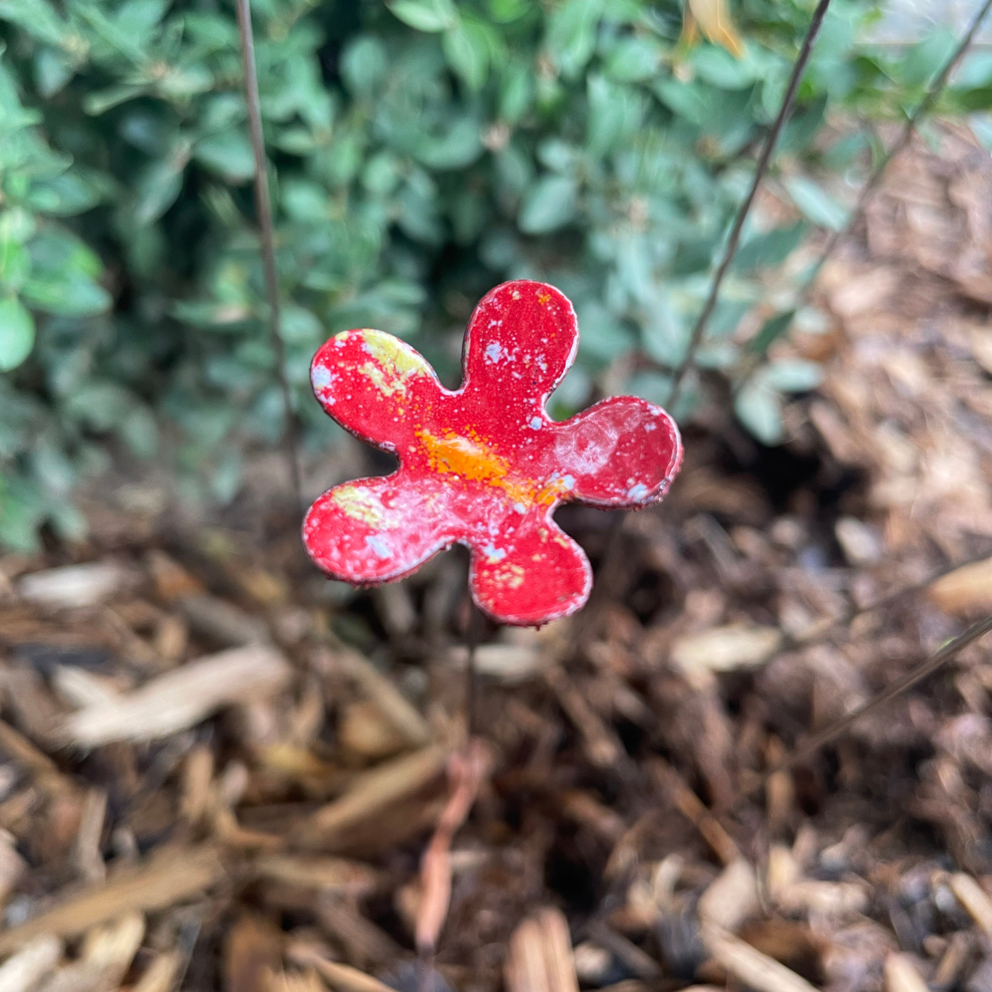 Small Copper Enamel Flower Plant Decor