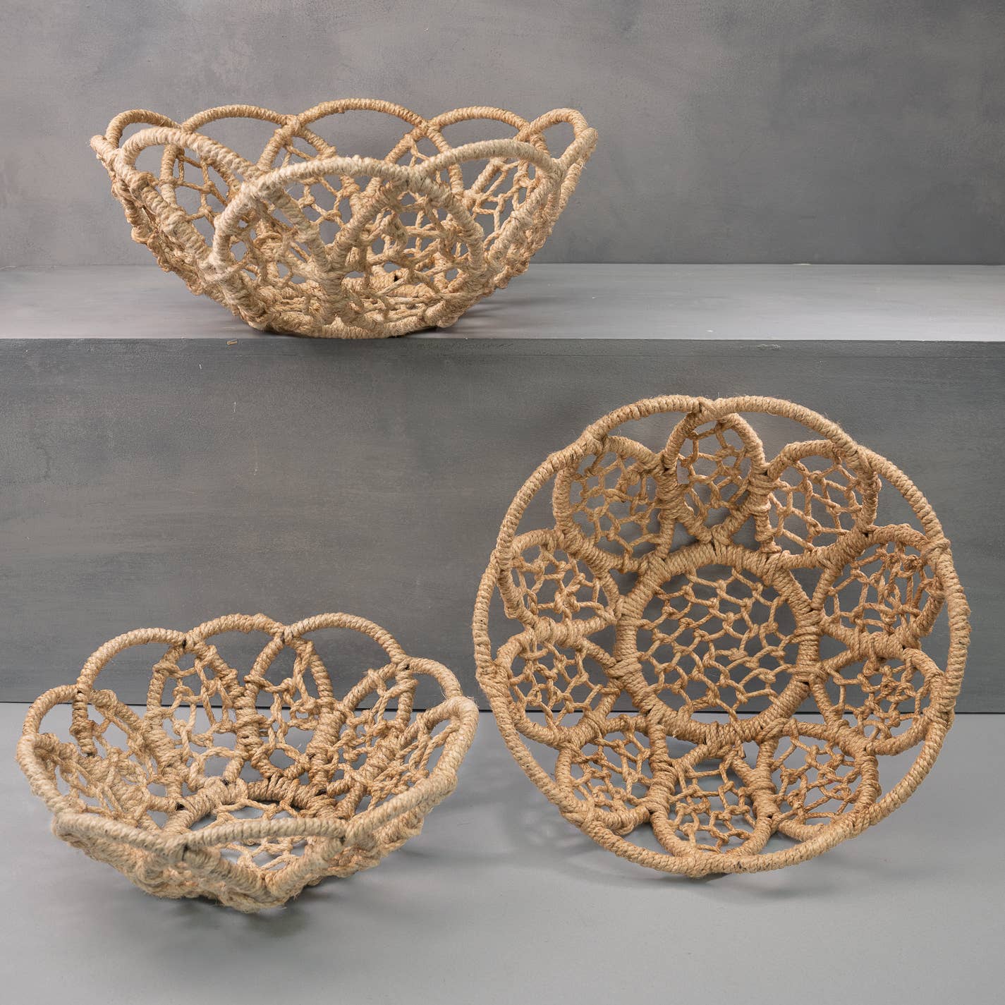 Bohemian Baskets • Set of 3 Jute Baskets