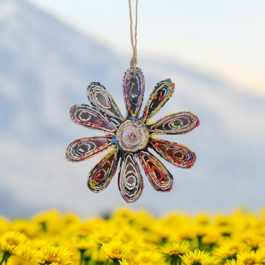 Daisy Ornament • Reclaimed Paper Daisy Ornament