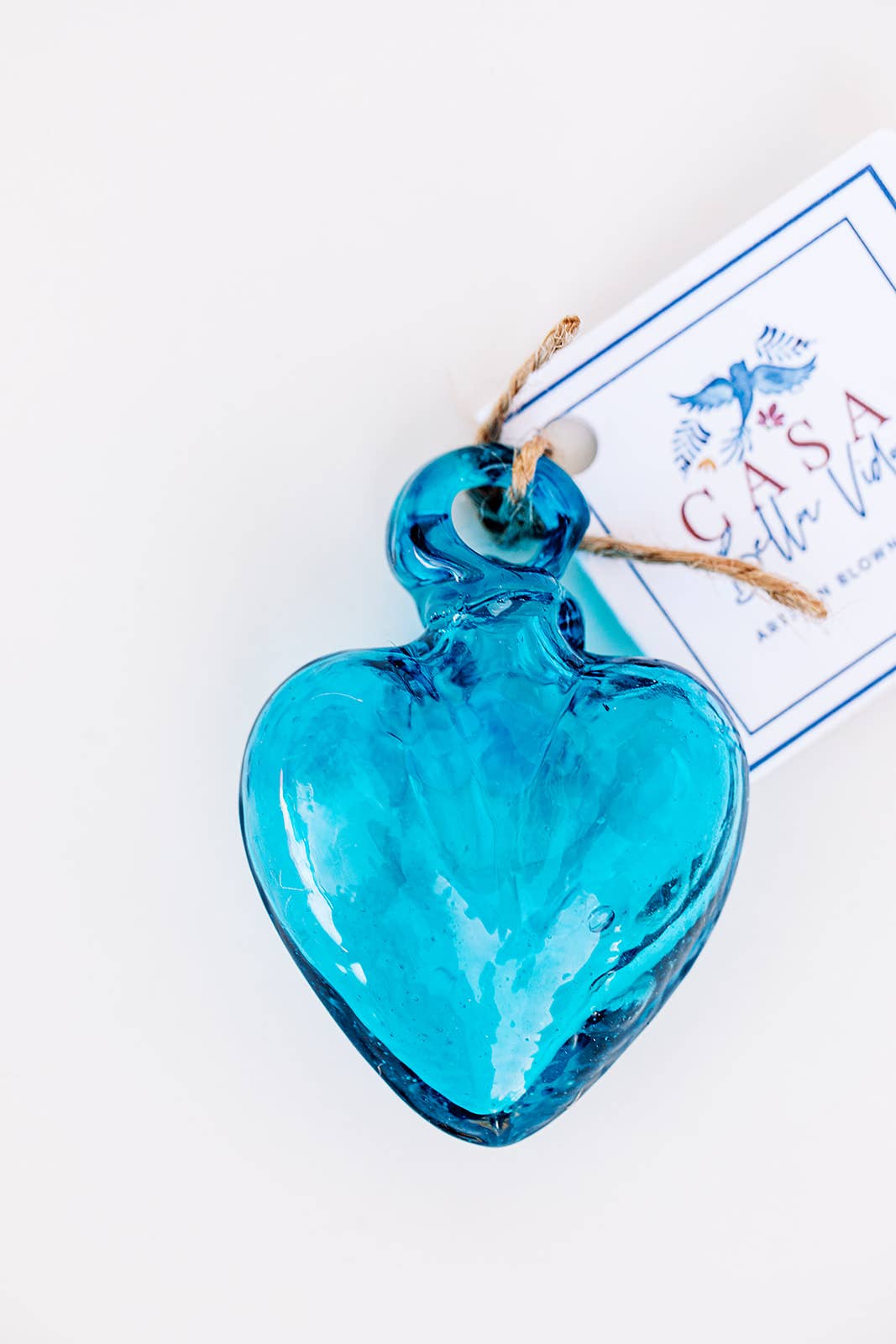 Blown Glass Heart - Teal - Mini Recycled Glass Heart
