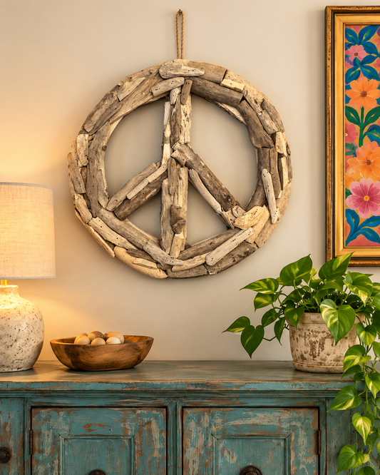 Peace, Love & Driftwood | 20” Driftwood Peace Sign Wall Art