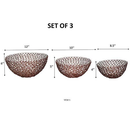 Copper Baskets, Set of 3
