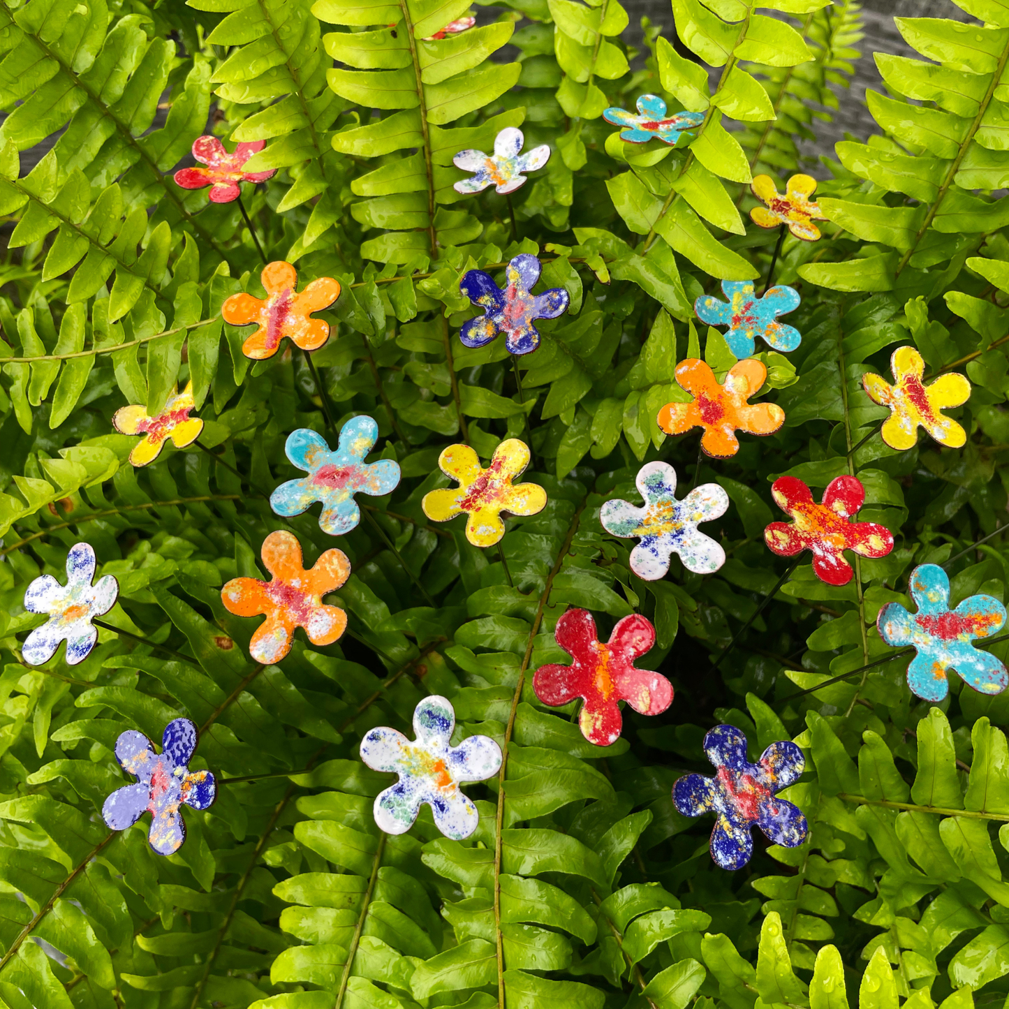Small Copper Enamel Flower Plant Decor