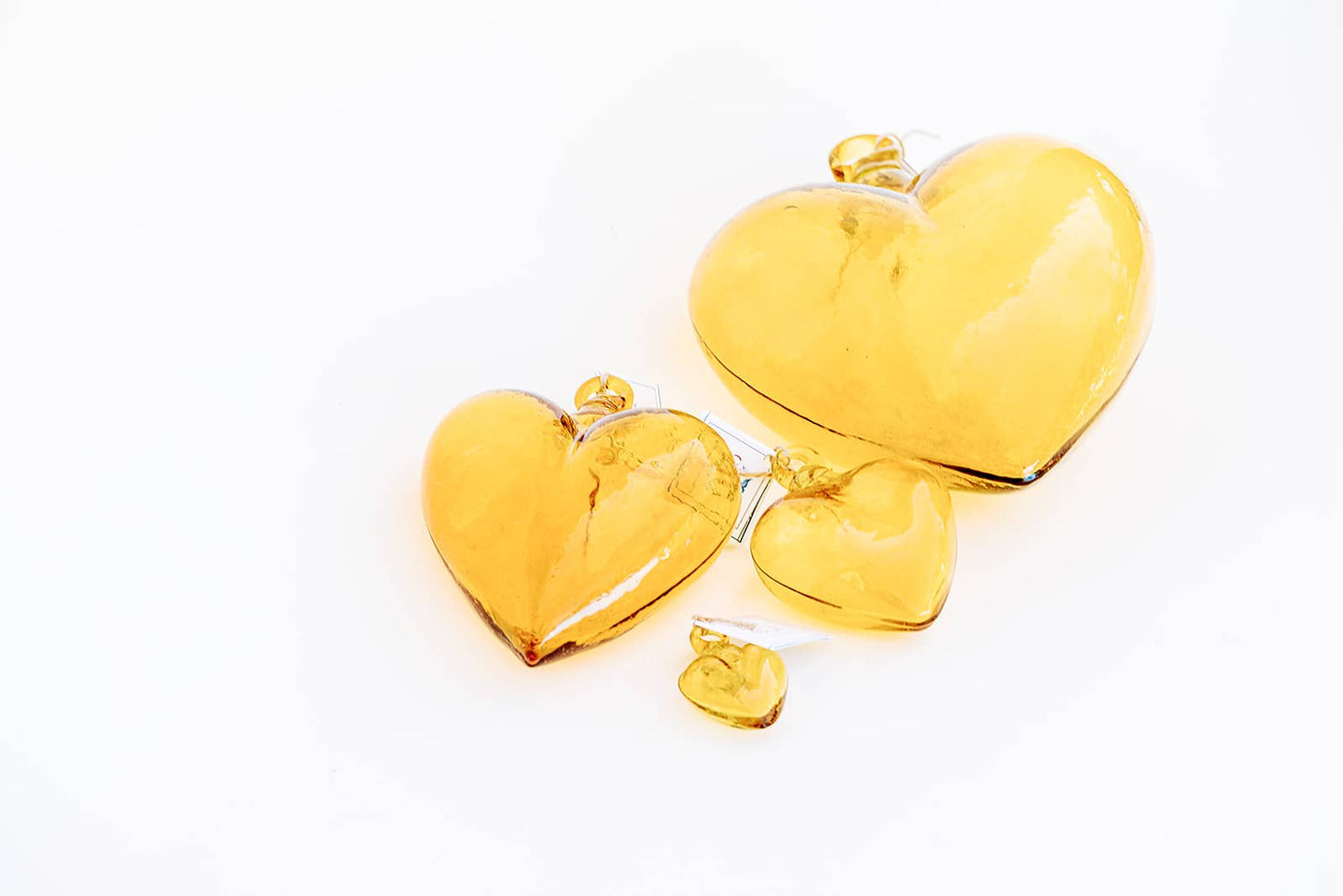 Blown Glass Heart - Yellow - Mini Recycled Glass Heart