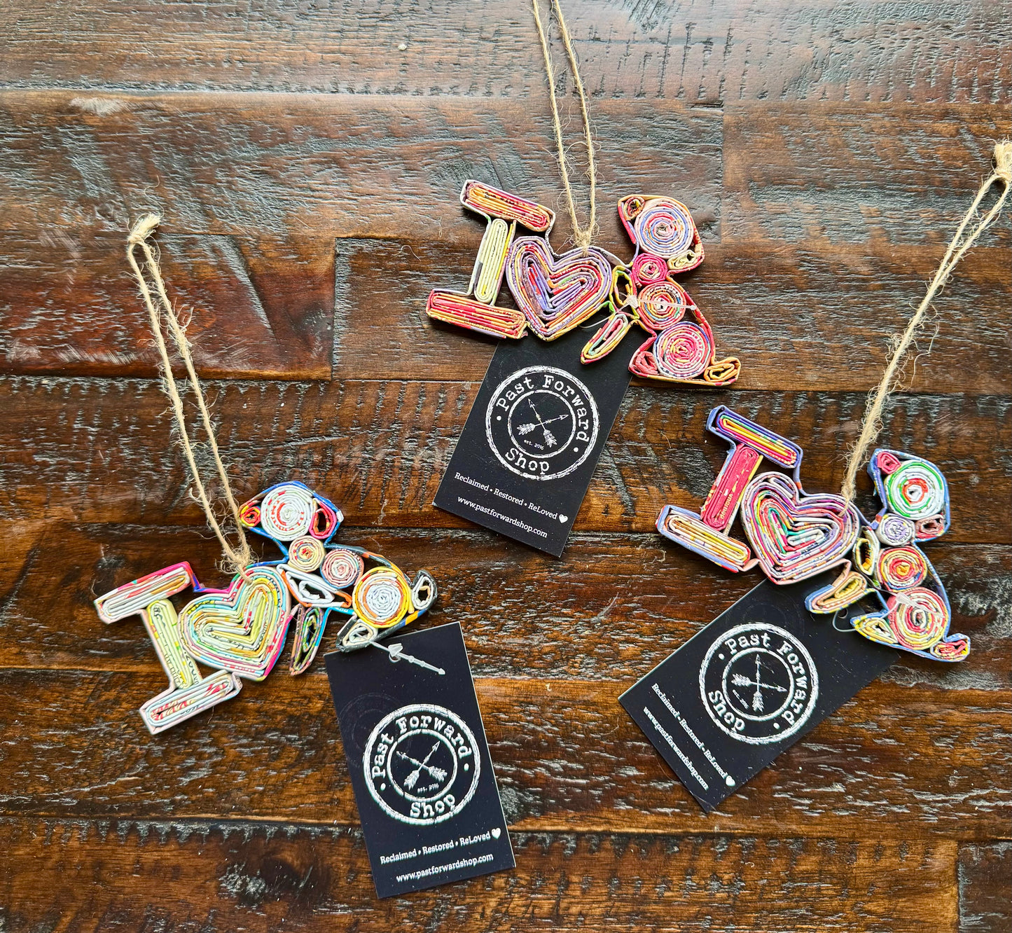 I Love Dogs Ornament • repurposed magazine ornaments