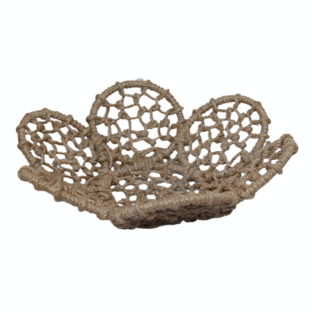 13" Bohemian Jute Flower Basket with scallop edge