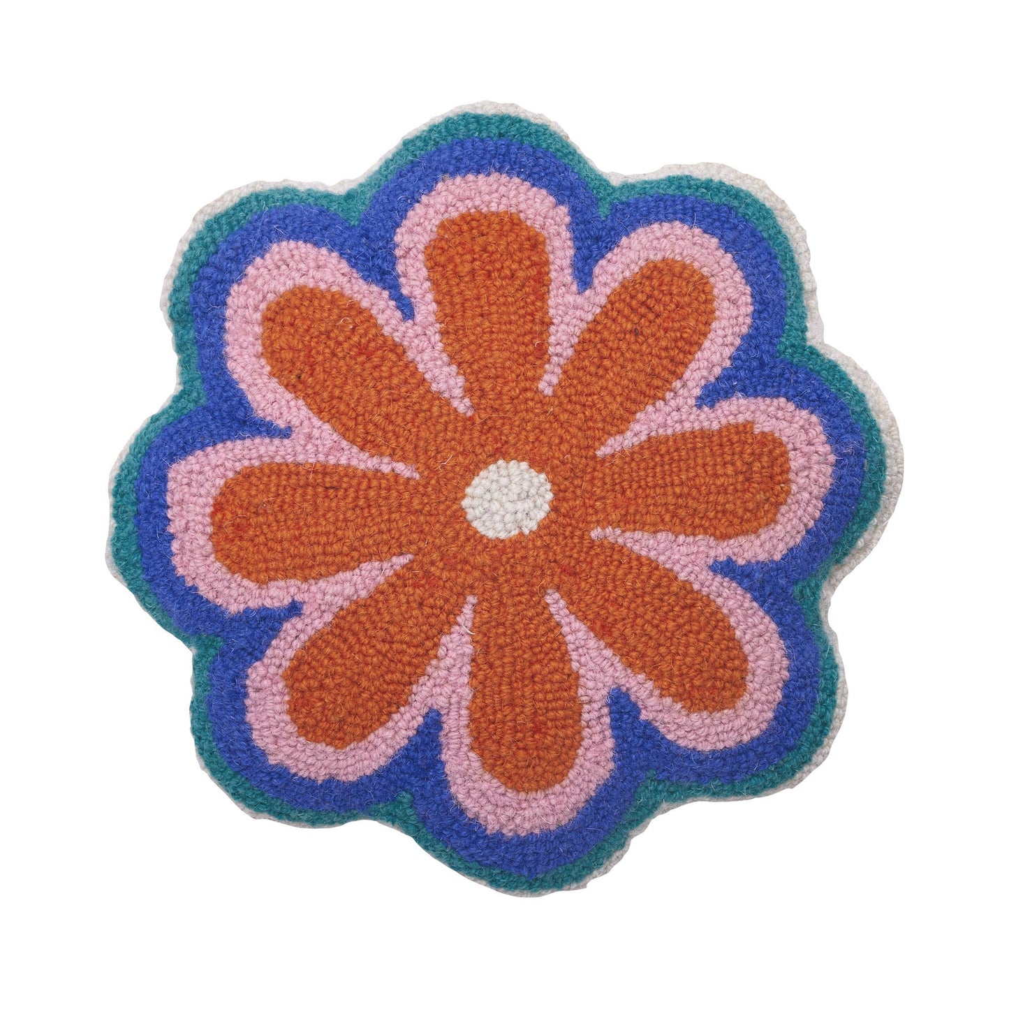 Flower Vibe – Groovy Flower-Shaped Hooked Wool Pillow