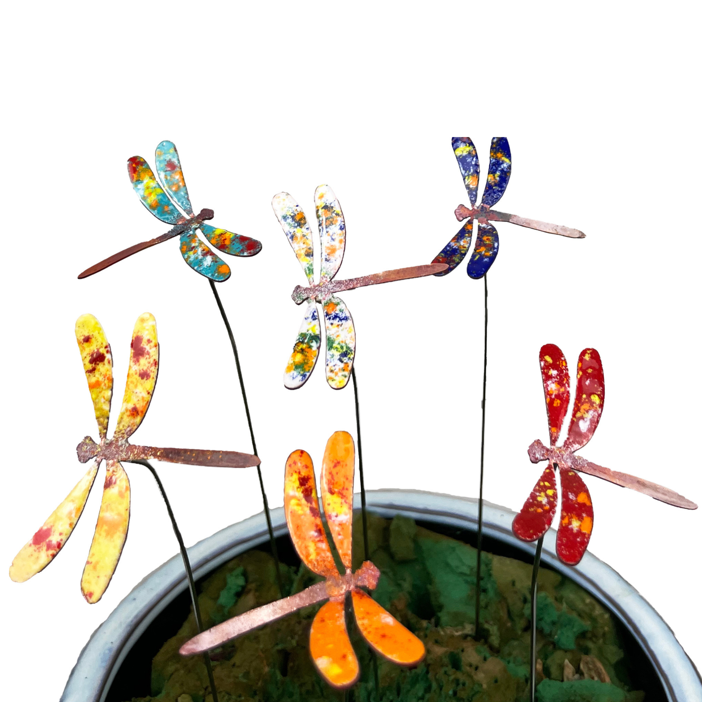 Copper Dragonfly plant stakes • decorative plant stakes