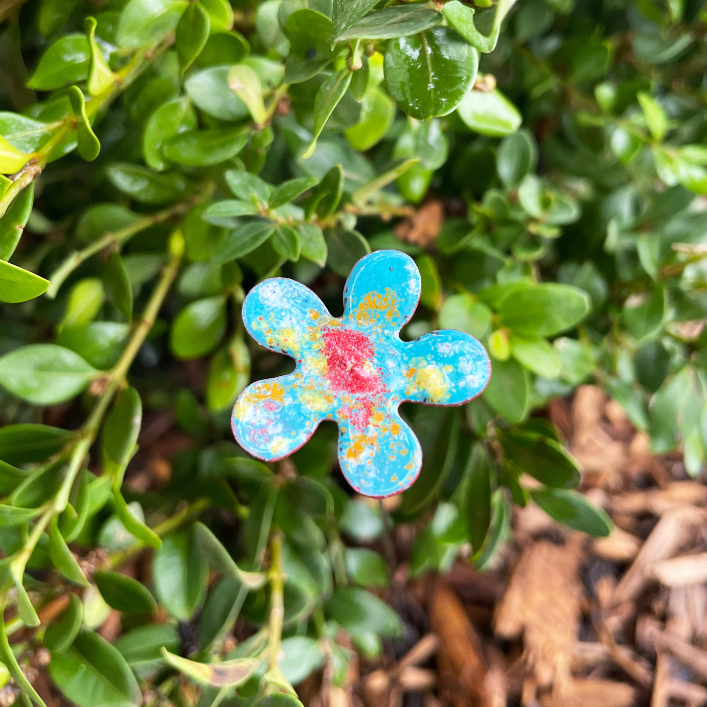 Small Copper Enamel Flower Plant Decor