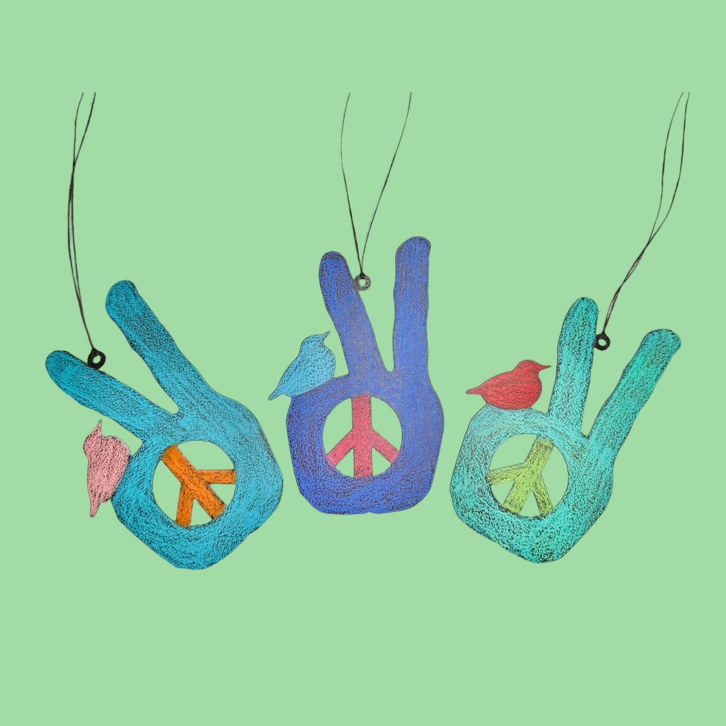 Hippie Hand Metal Peace Ornament