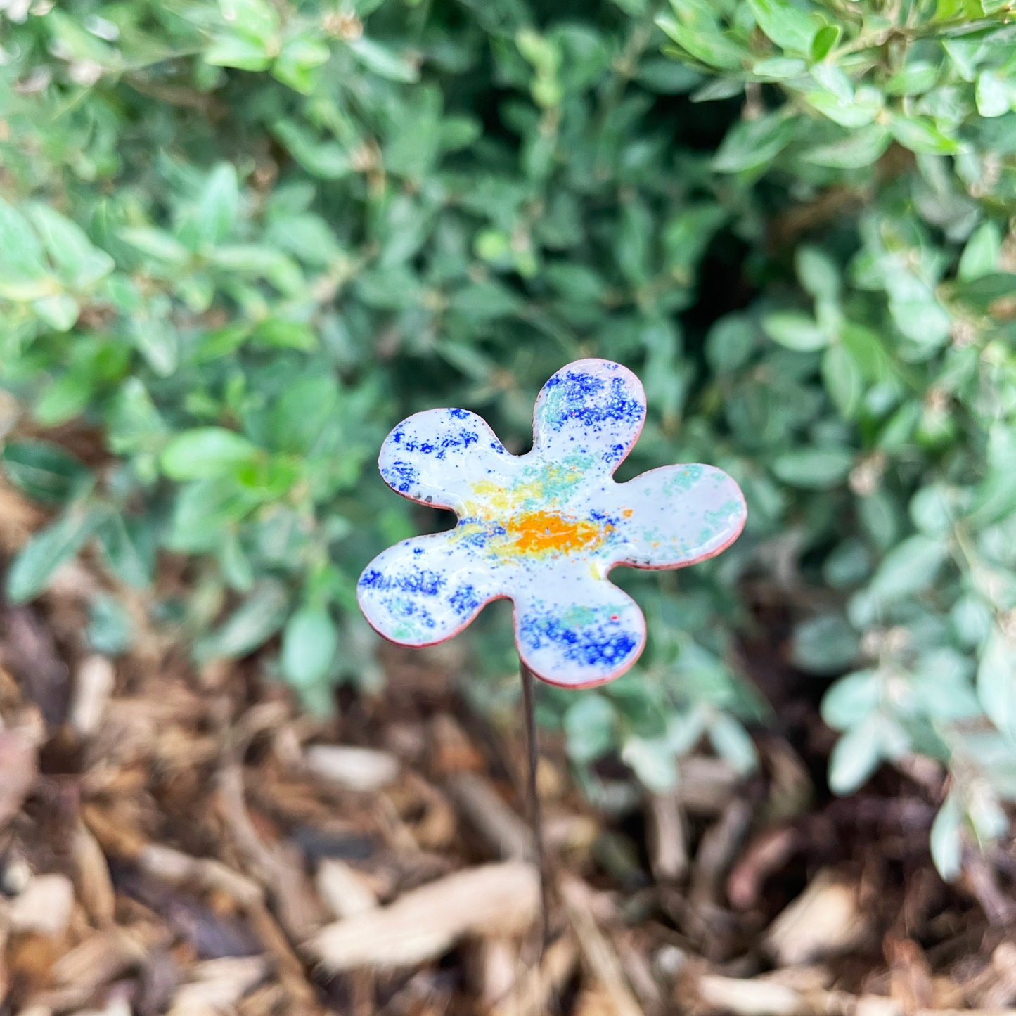 Small Copper Enamel Flower Plant Decor