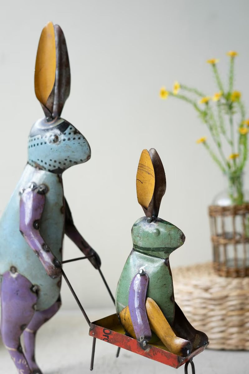 Recycled Iron pair of Rabbits