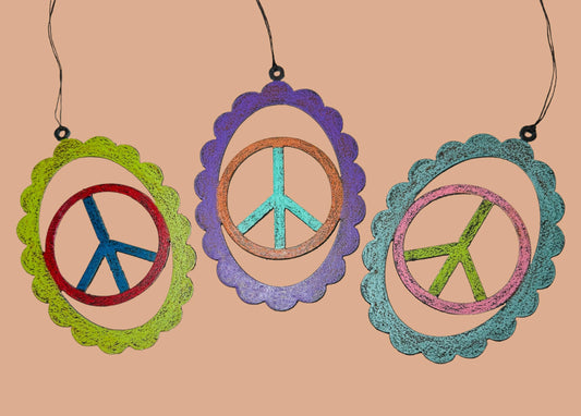 Peace Sign Metal Ornaments - Large
