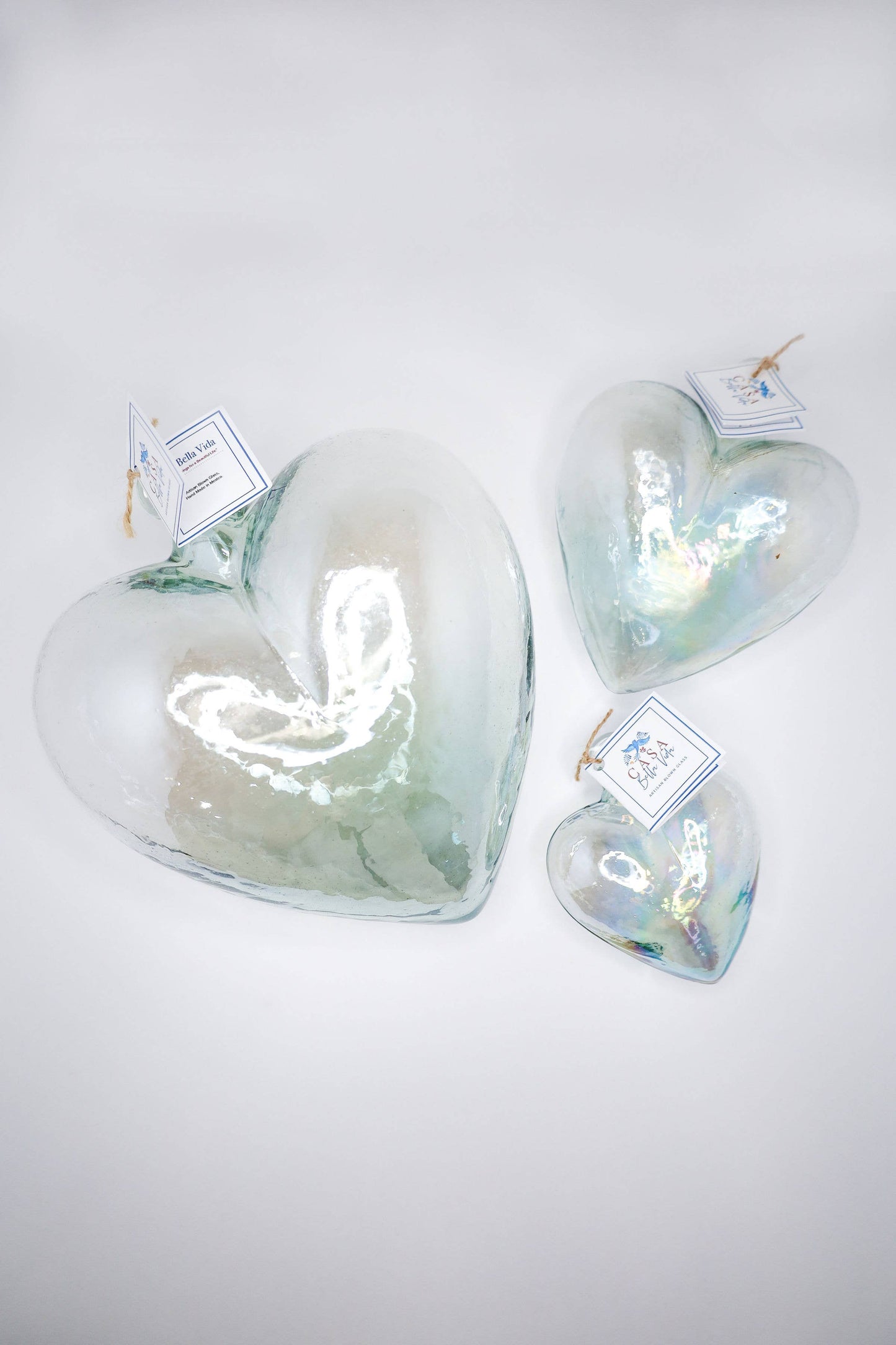 Blown Glass Heart - Clear - Mini Recycled Glass Heart