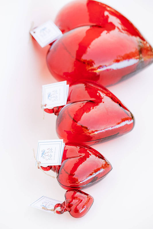 Blown Glass Heart - Red - Small Recycled Glass Heart