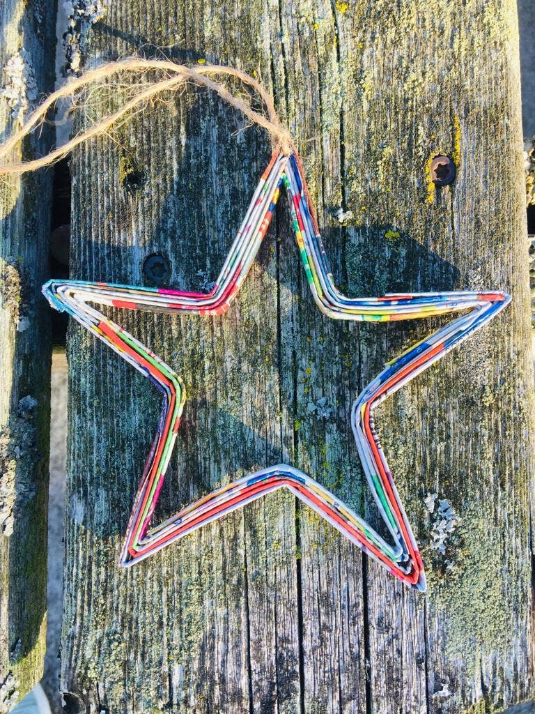 Open Star Christmas Ornament - Recycled Paper