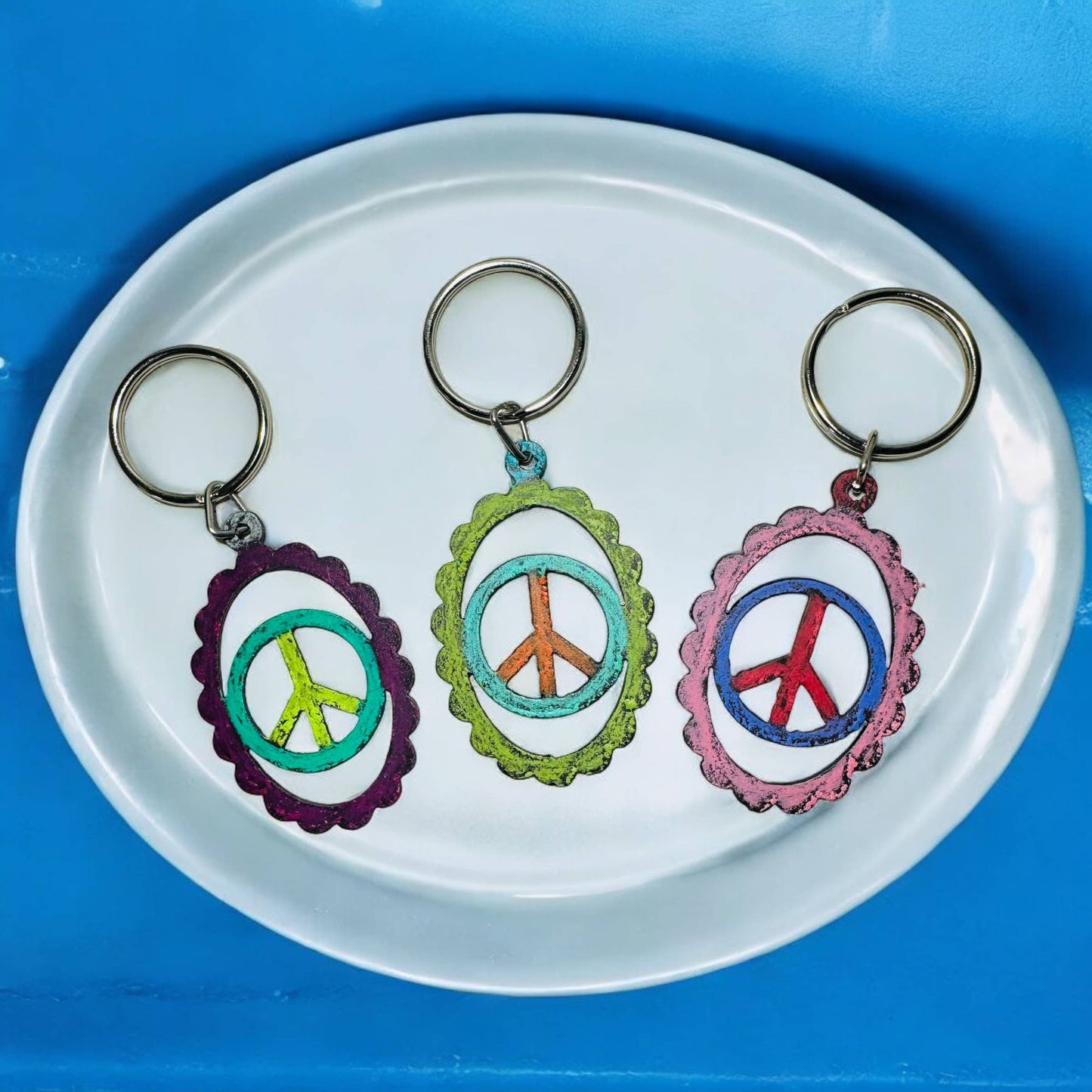 Peace sign keychain • hippie keychain