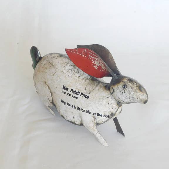 Alexander • The White Rabbit • Recycled Metal Animals