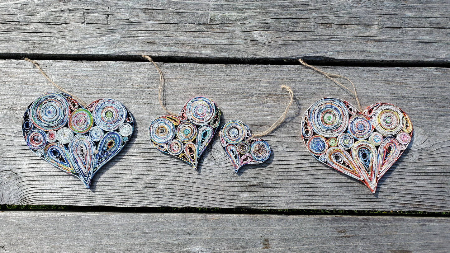 Large Lopsided Heart Ornament - Recycled Paper