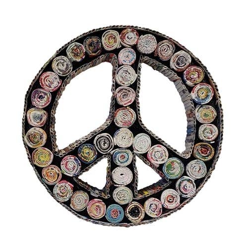 Peace Sign Shelf Sitter Figure - Reclaimed Peace Sign Shelf Sitter