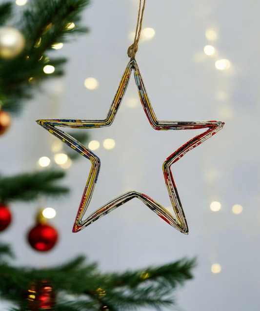 Open Star Christmas Ornament - Recycled Paper