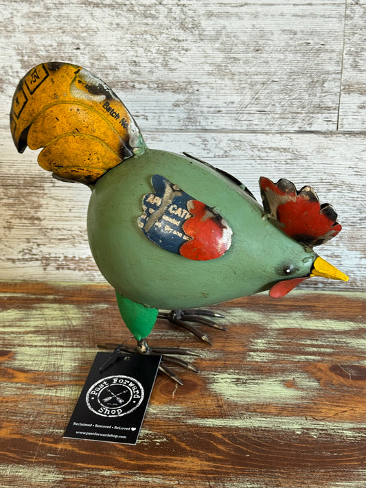 Henry the Rooster Pecking • Recycled Metal Animals