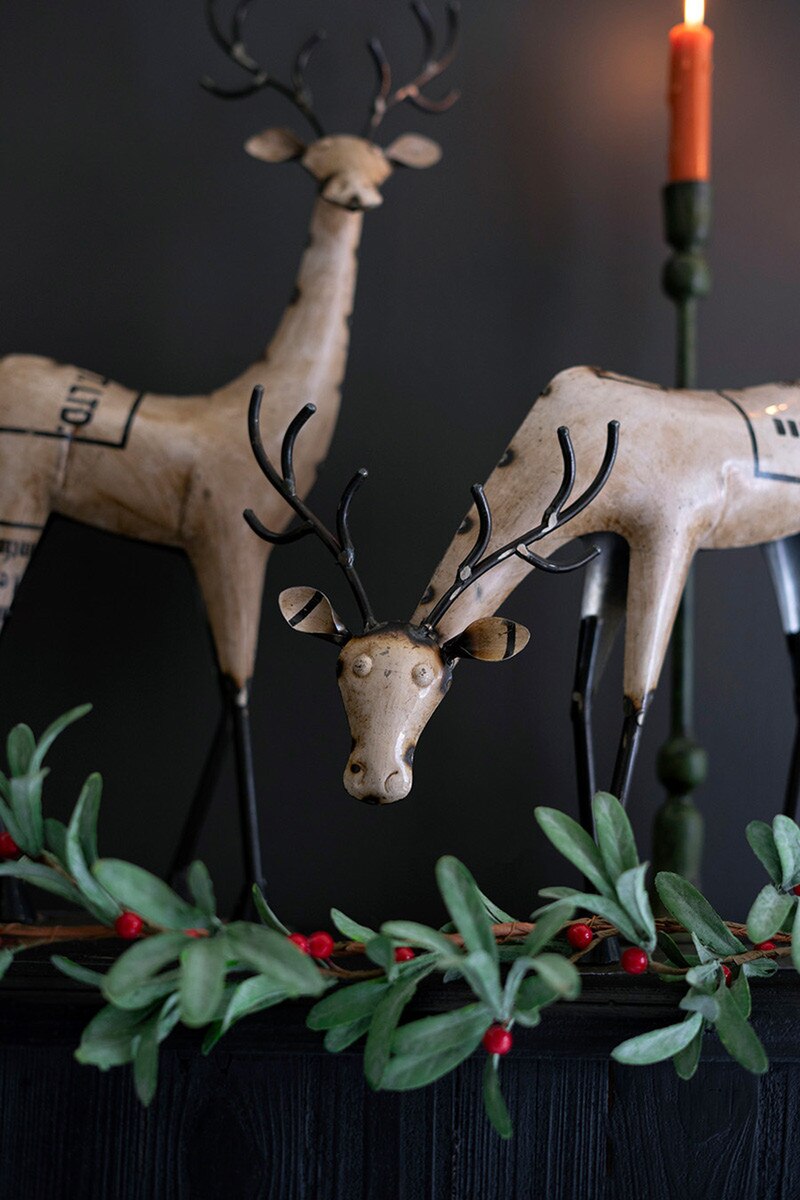 Reclaimed Iron Reindeer - White