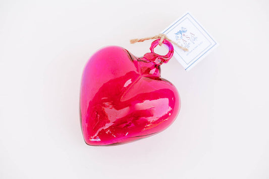 Blown Glass Heart - Pink - Mini Recycled Glass Heart
