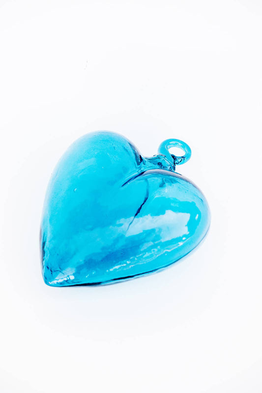 Blown Glass Heart - Teal - Small Recycled Glass Heart
