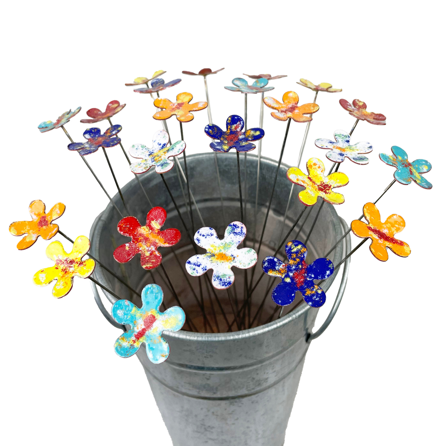 Small Copper Enamel Flower Plant Decor