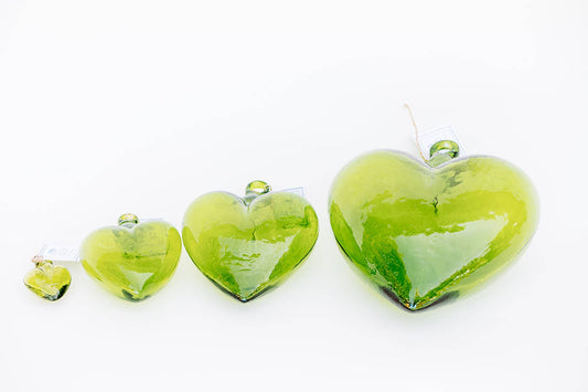 Blown Glass Heart - Green - Mini Recycled Glass Heart