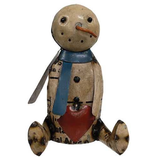 Morty - Reclaimed Metal Snowman holding his heart