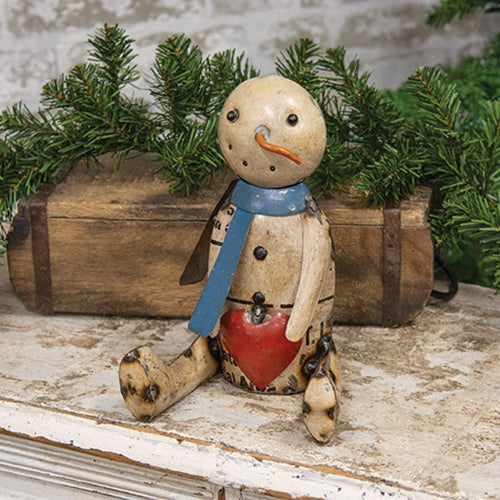 Morty - Reclaimed Metal Snowman holding his heart