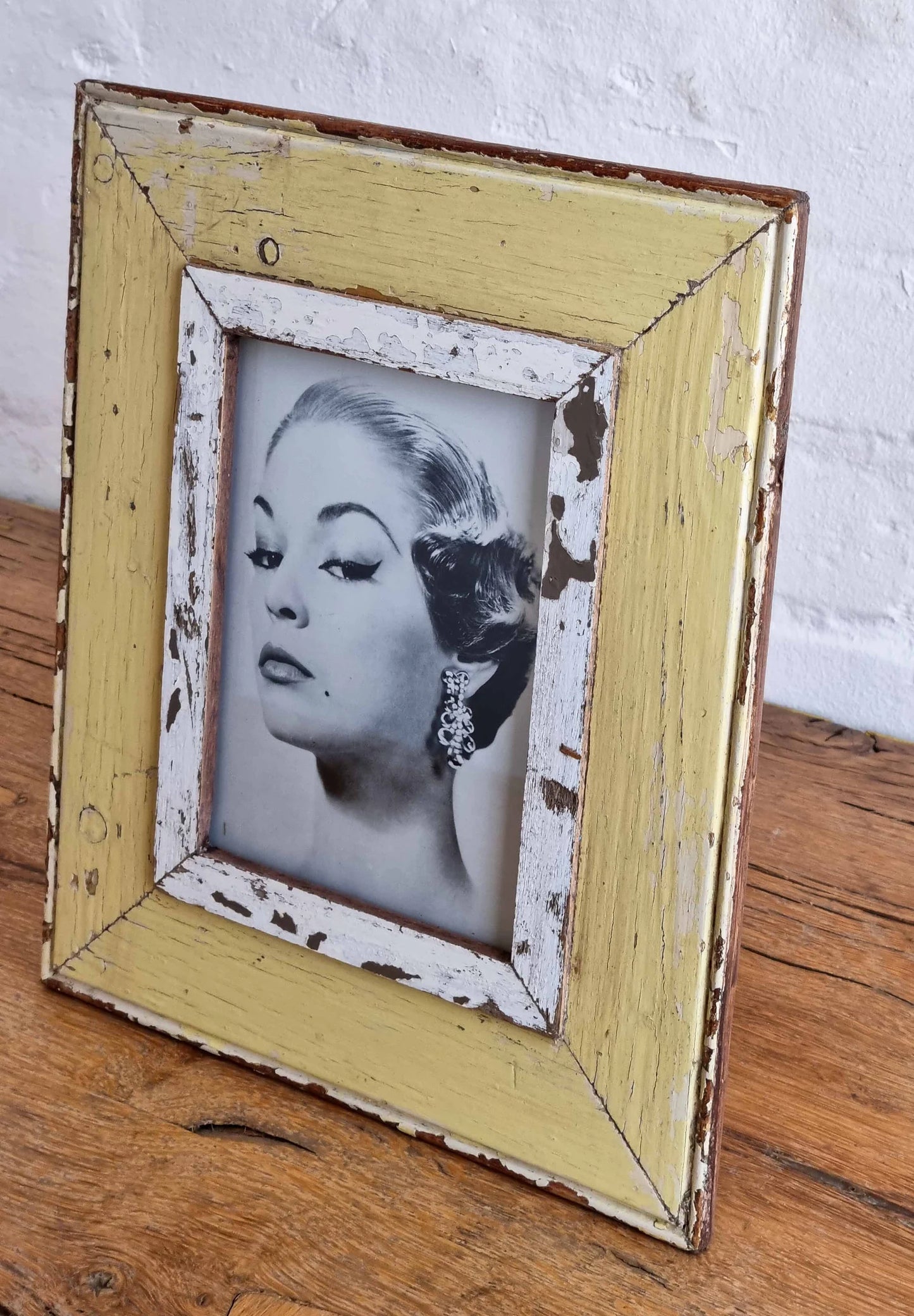 Reclaimed 6x8 picture frame • Butter yellow & Cream picture frame