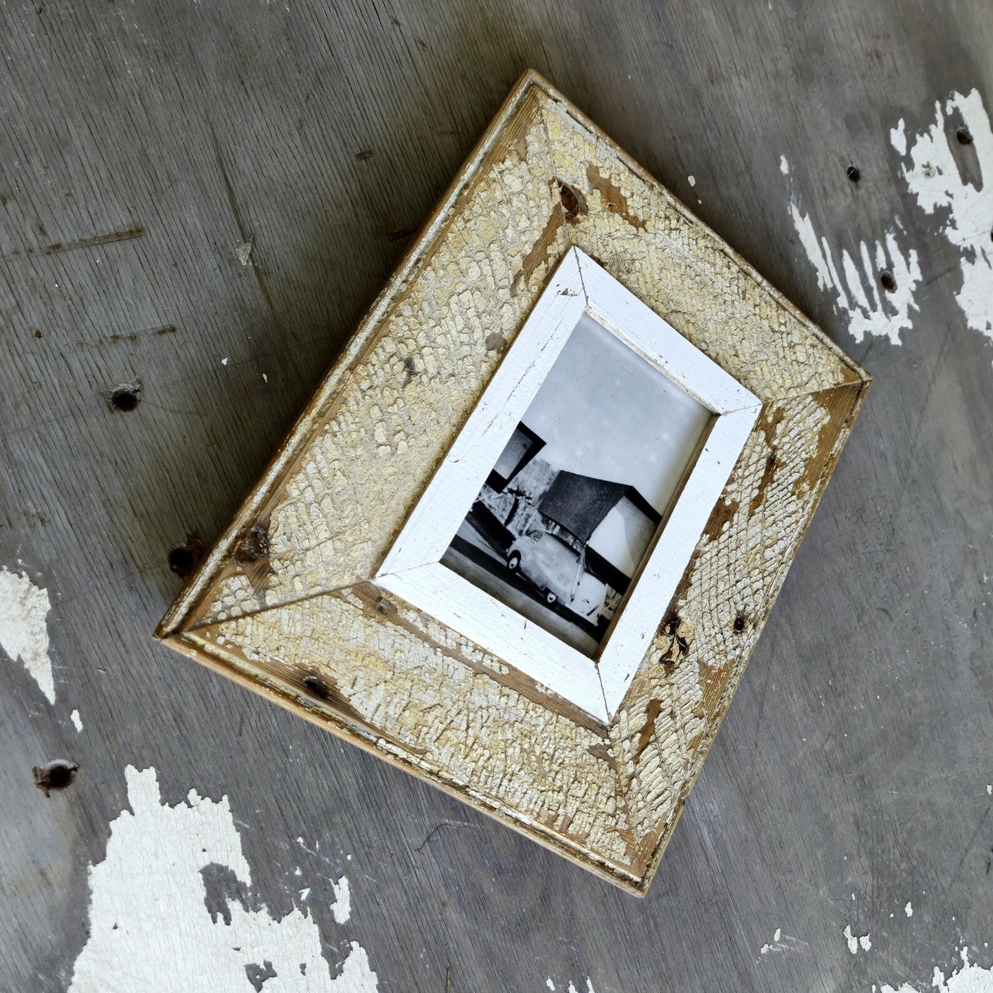 Reclaimed 4x6 frame • Sandstone & Ivory•reclaimed wood frame