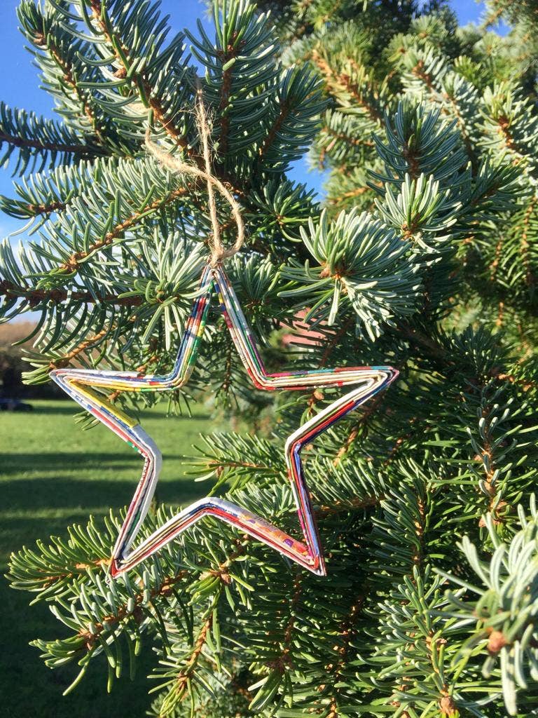 Open Star Christmas Ornament - Recycled Paper