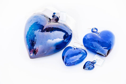 Blown Glass Heart - Cobalt Blue - Small Recycled Glass Heart