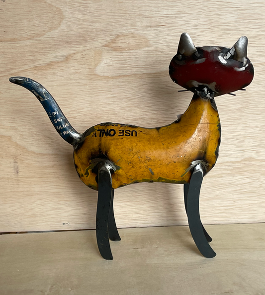 Domino the Tiger Cat • Recycled Metal Animals