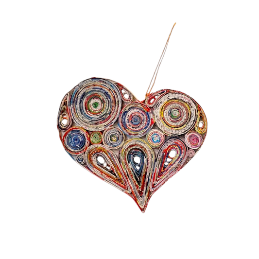Large Lopsided Heart Ornament - Recycled Paper