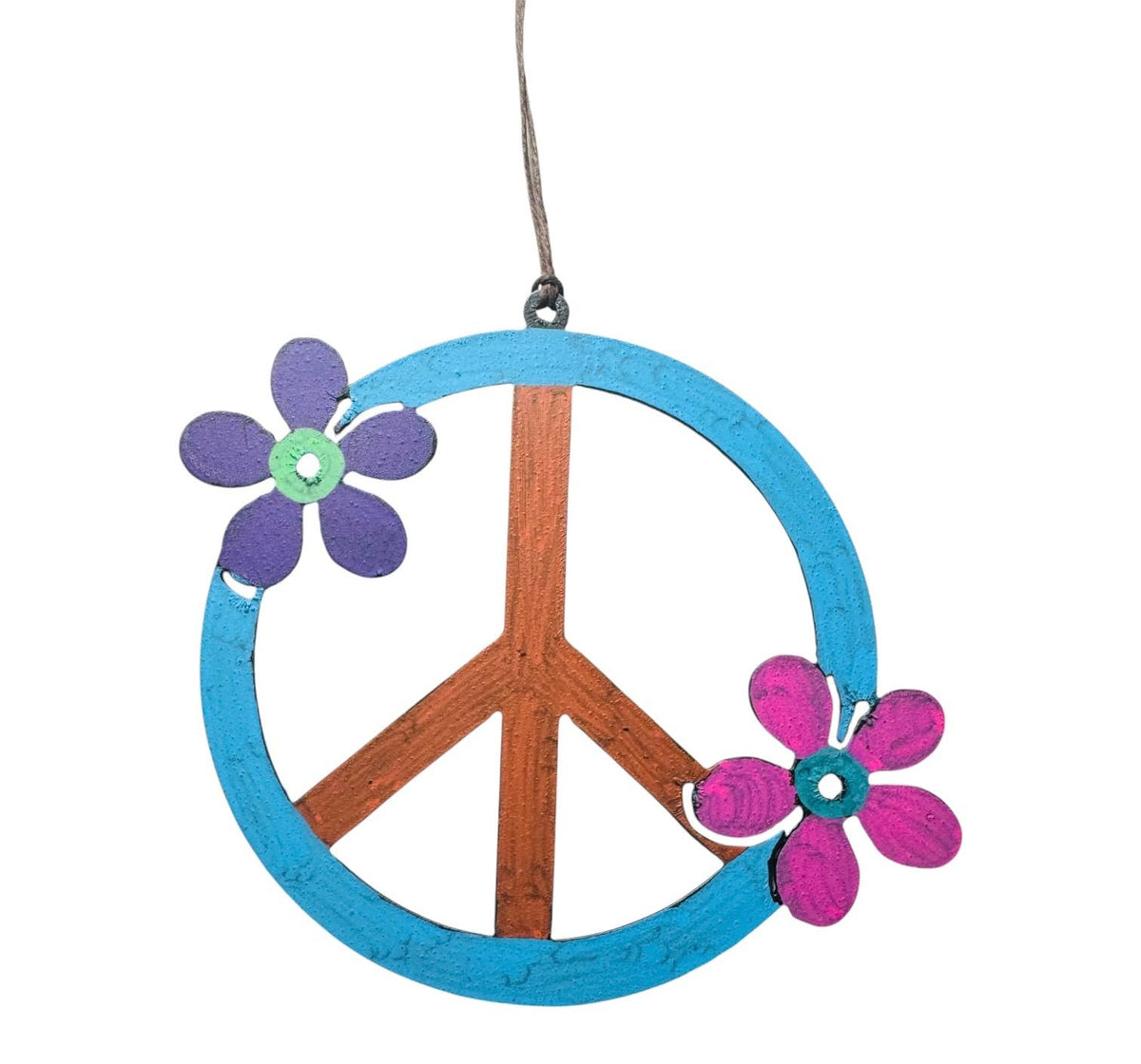 Peace, Love & Flower Power – 5" Recycled Metal Ornament