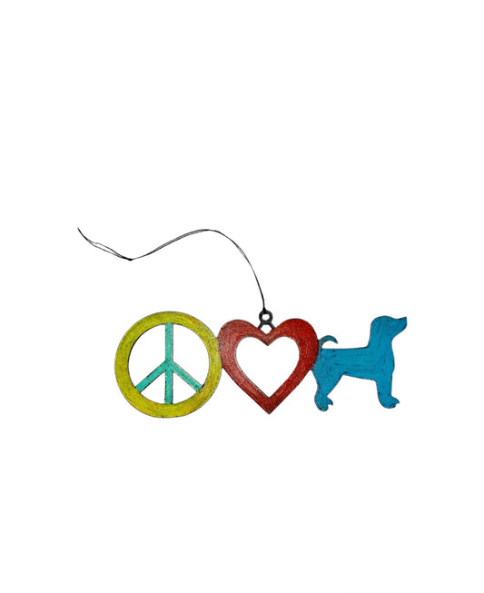 Peace Love & Dogs ornament