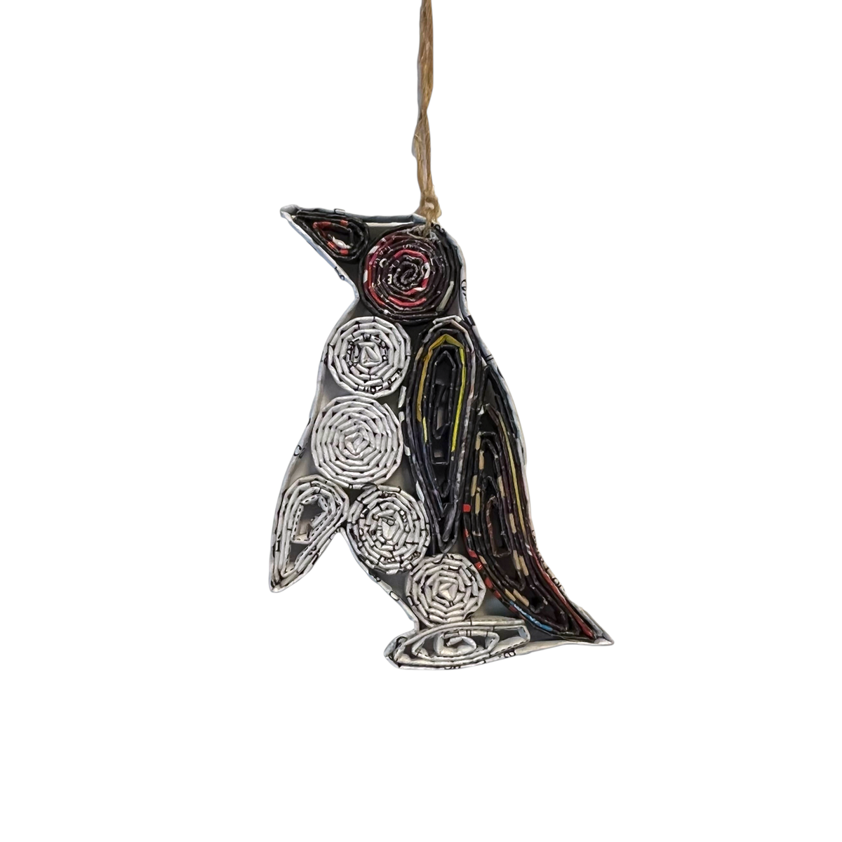 Waddles the Penguin • Recycled Magazine Paper Christmas Ornament
