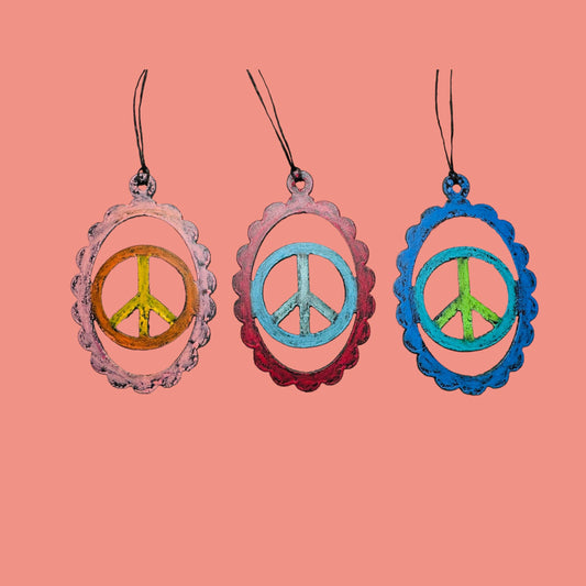 Mini Metal Peace Sign Ornament