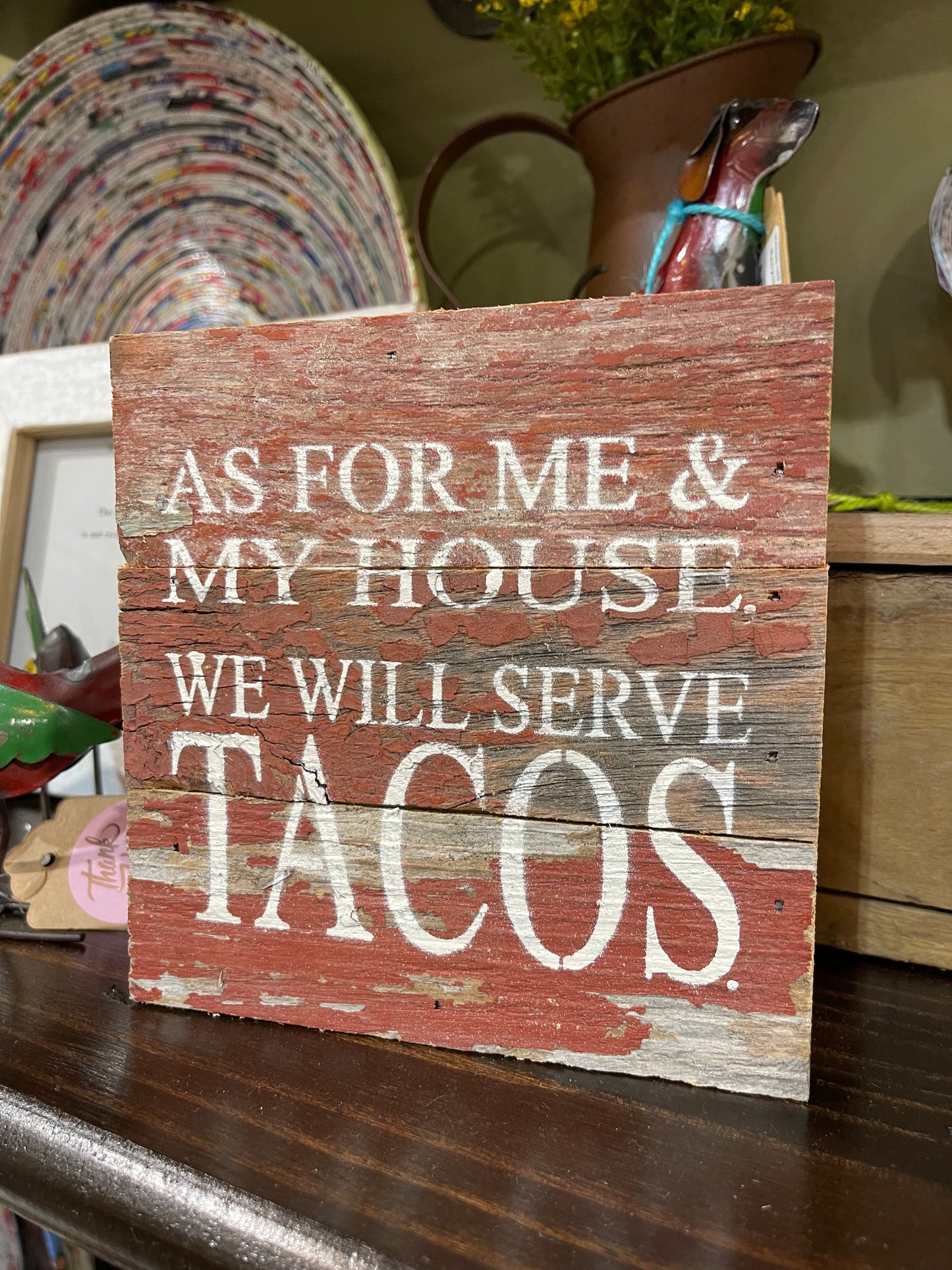 Tacos 6x6 Reclaimed Wood Sign