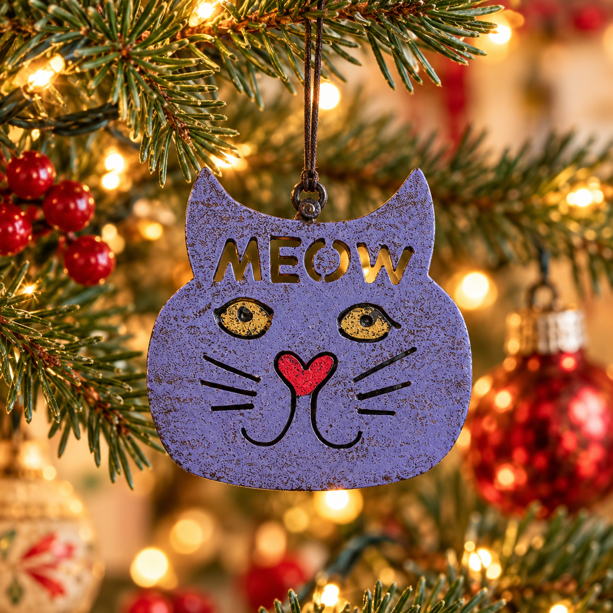Meow or Never – Metal Cat Ornament