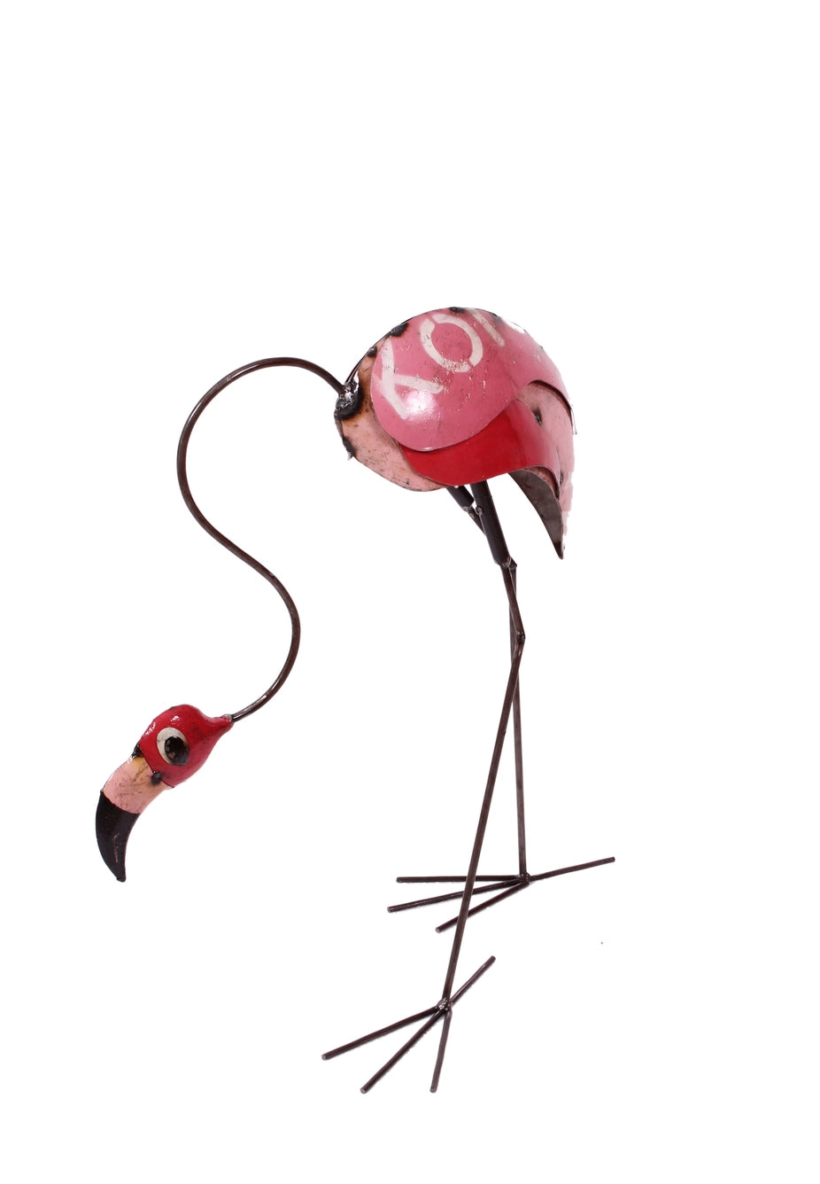 Percy the Flamingo - Colorful Metal Garden Statue - Flamingo Garden Art