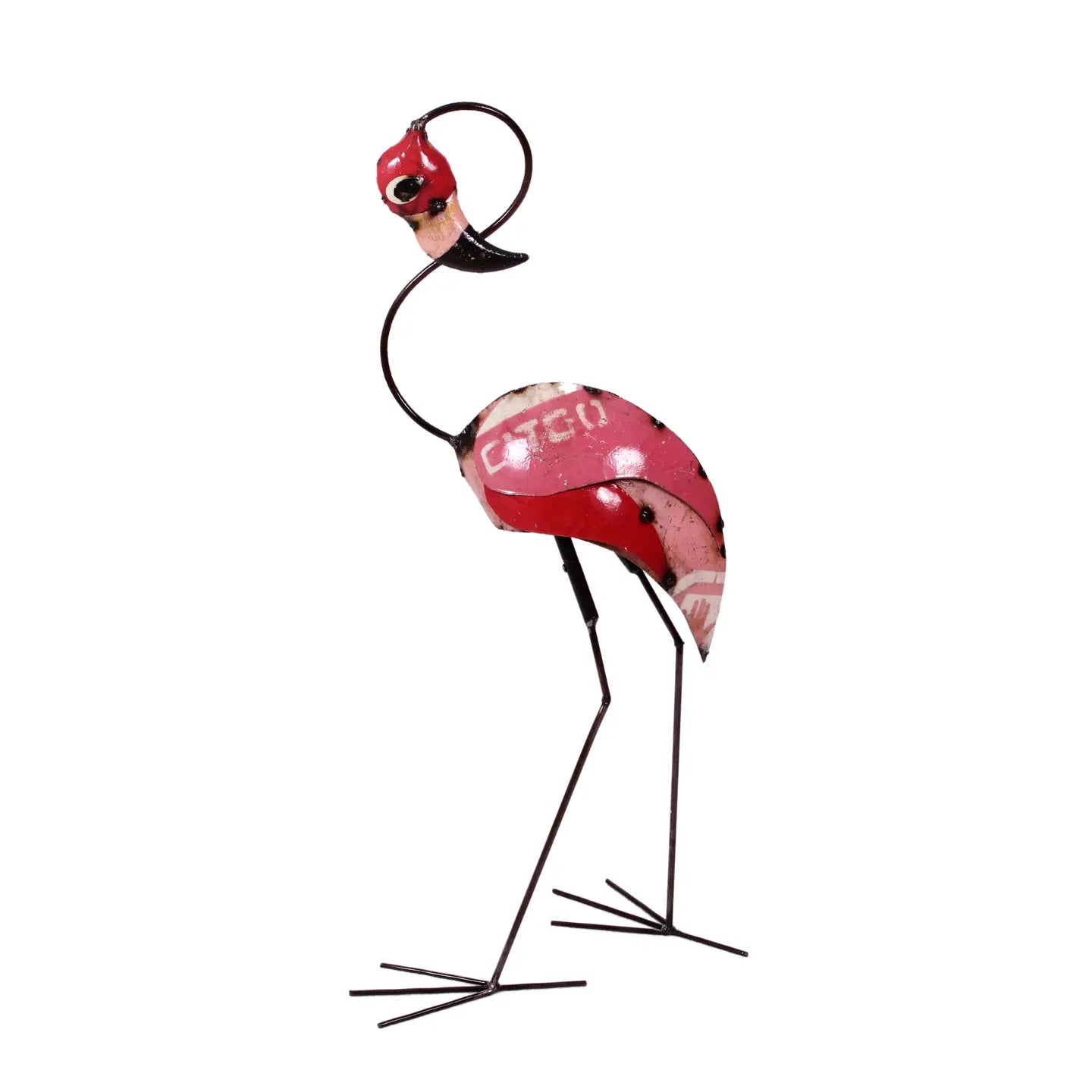 Pinky the Flamingo - Colorful Metal Garden Statue